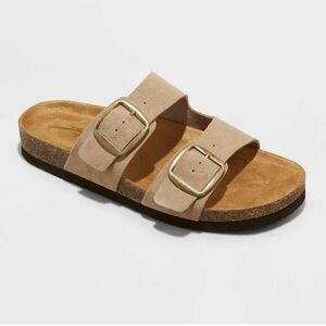 Tan Sandals with Gold Buckles